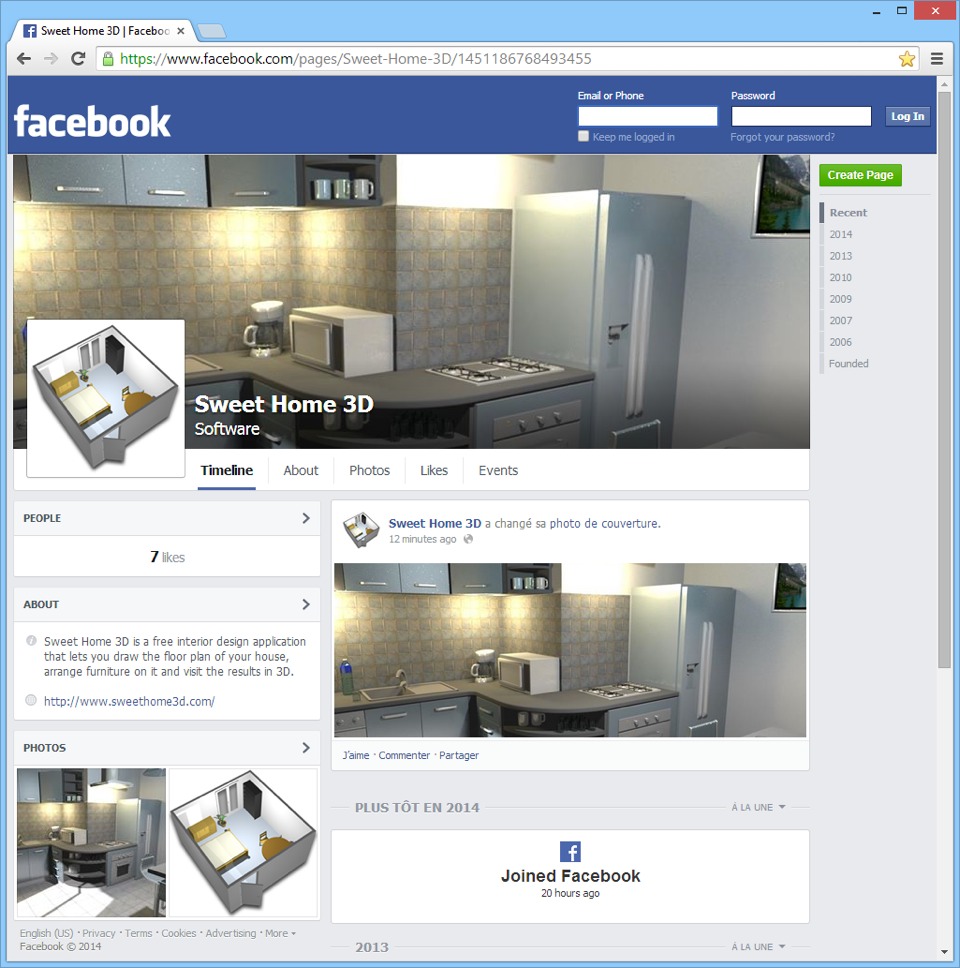 Sweet Home 3D on Facebook
