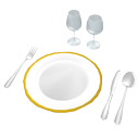 Plate, glasses and cutlery by Scopia